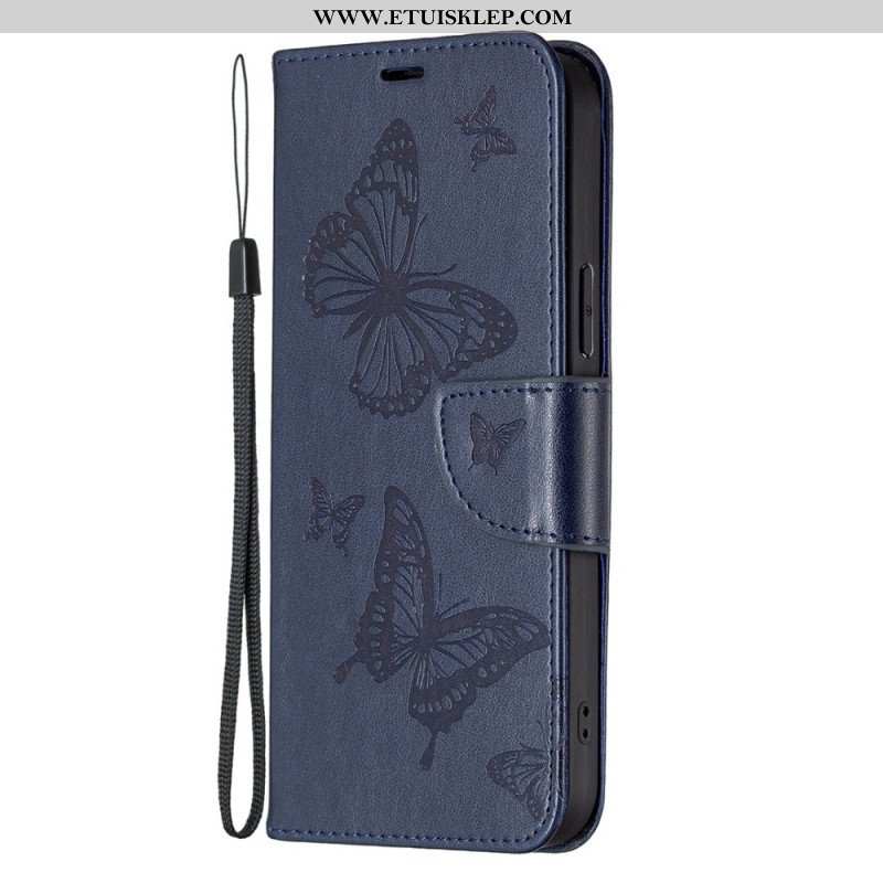 Etui Folio do Samsung Galaxy S23 5G z Łańcuch Stringi Motyle